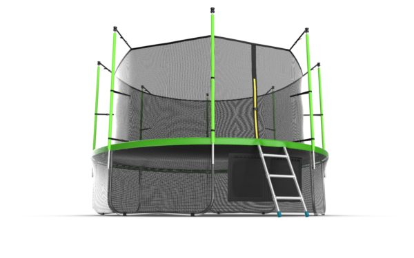 EVO JUMP Internal 12ft (Green) + Lower net. Батут с внутренней сеткой и лестницей, диаметр 12ft (зеленый) + нижняя сеть